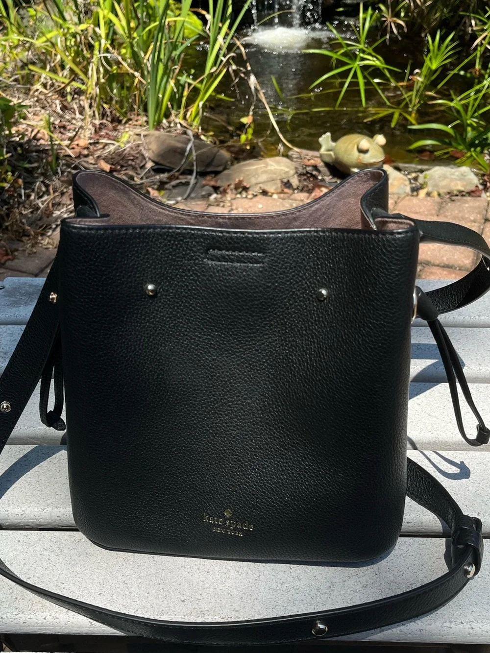 Kate Spade Marti Small Black Pebbled Leather Bucket Bag NWOT